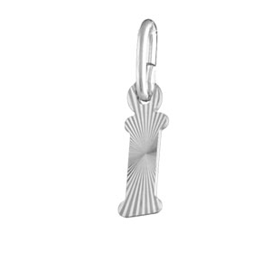 Pendentif en argent rhodi lettre I stries - Vue 1