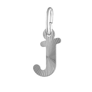 Pendentif en argent rhodi lettre J stries - Vue 1