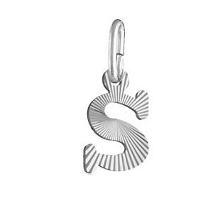 Pendentif en argent rhodi lettre S stries - Vue 1