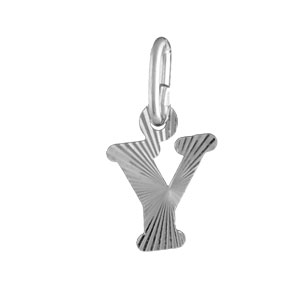 Pendentif en argent rhodi lettre Y stries - Vue 1