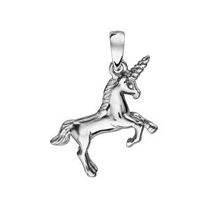 Pendentif en argent rhodi licorne - Vue 1