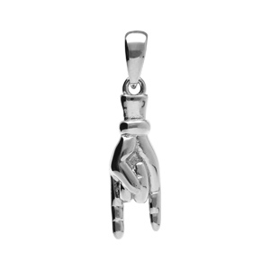 Pendentif en argent rhodi main porte bonheur italien - Vue 1