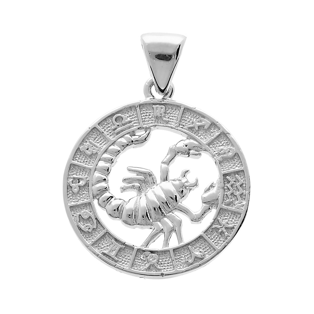 Pendentif En Argent Rhodi M daille Zodiaque Scorpion