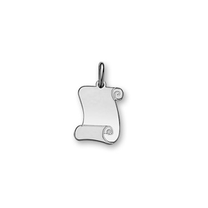 Pendentif en argent rhodi parchemin  graver petit modle 15mm X 18mm - plaque fine - Vue 1