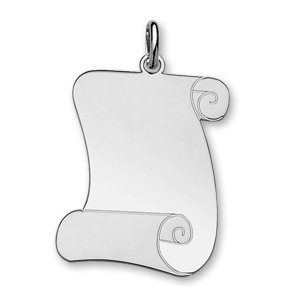 Pendentif en argent rhodi parchemin  graver trs grand modle 35mm X 45mm - plaque fine - Vue 1