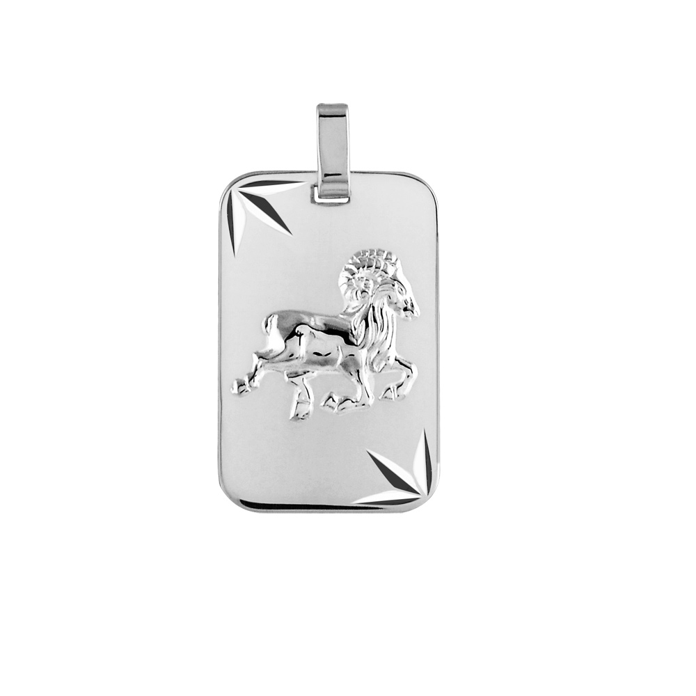Pendentif en argent rhodi plaque G.I diamant toil zodiaque Blier - Vue 1