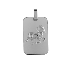 Pendentif en argent rhodi plaque G.I. rectangulaire arrondie zodiaque Blier - Vue 1