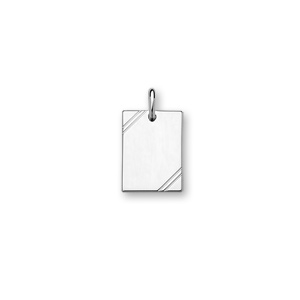 Pendentif en argent rhodi plaque G.I. rectangulaire  graver avec striures dans 2 angles - dimensions 20m X 15mm - plaque fine - Vue 1