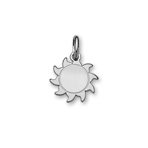 Pendentif en argent rhodié soleil à graver petit modèle diamètre 16mm - plaque fine - Vue 1
