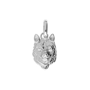 Pendentif en argent rhodi tte de loup 17x11mm - Vue 1