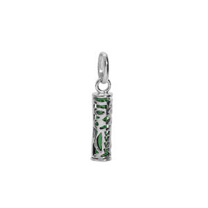 Pendentif en argent rhodi Tiki 13mm tendresse amour fond vert - Vue 1