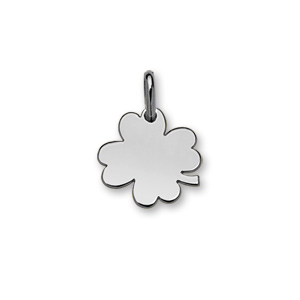 Pendentif en argent rhodi trfle  4 feuilles  graver petit modle 15mm X 17mm - plaque fine - Vue 1