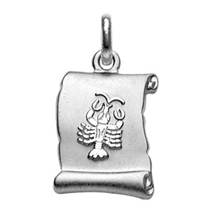 Pendentif en argent rhodi zodiaque parchemin simple Cancer - Vue 1