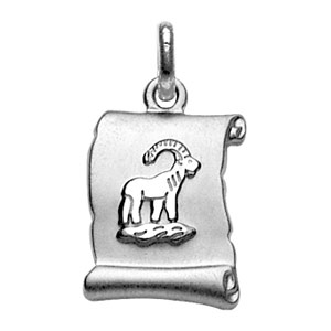 Pendentif en argent rhodi zodiaque parchemin simple Capricorne - Vue 1