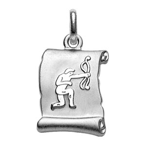 Pendentif en argent rhodi zodiaque parchemin simple Sagittaire - Vue 1