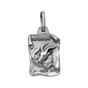 Pendentif en argent vieilli parchemin zodiaque Capricorne - Vue 1