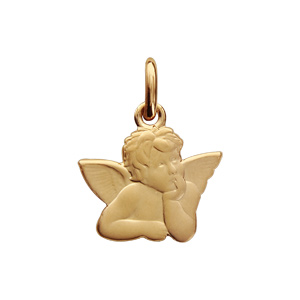 Pendentif en plaqué or ange en relief - dimensions 14mm X 16mm - Vue 1