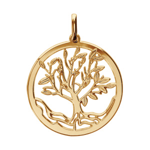 Pendentif en plaqu or arbre de vie dcoup - Vue 1