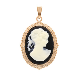 Pendentif en plaqué or Camée noir 30*25mm - Vue 1