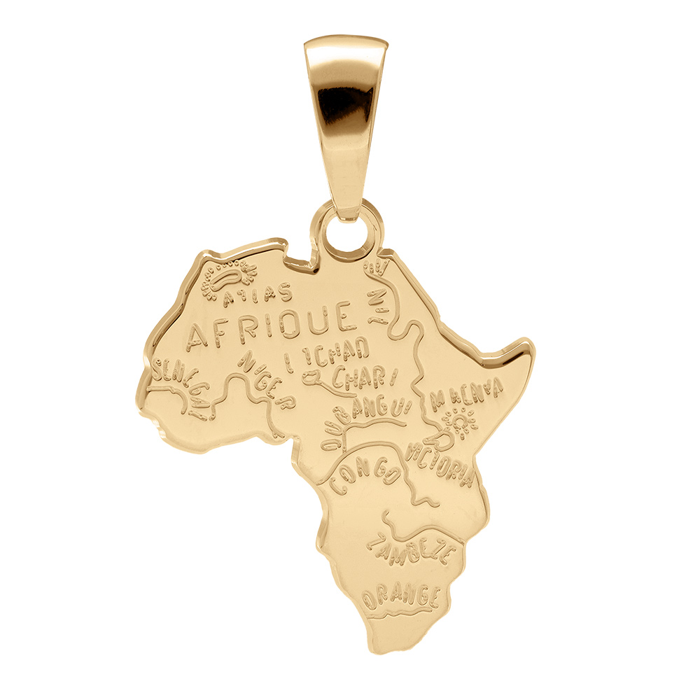 Pendentif en plaqu� or carte d\'Afrique - Vue 1