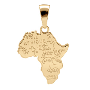Pendentif en plaqu� or carte d'Afrique