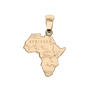 Pendentif en plaqu or carte d\'Afrique petit modle - Vue 1