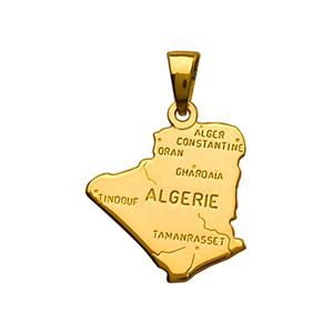 Pendentif en plaqué or carte d\'Algérie - Vue 1