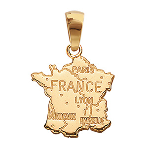 Pendentif en plaqué or carte de la France grande taille - Vue 1