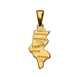 Pendentif En Plaque Or Carte De La Tunisie Pendentif En Plaque Or Carte De La Tunisie