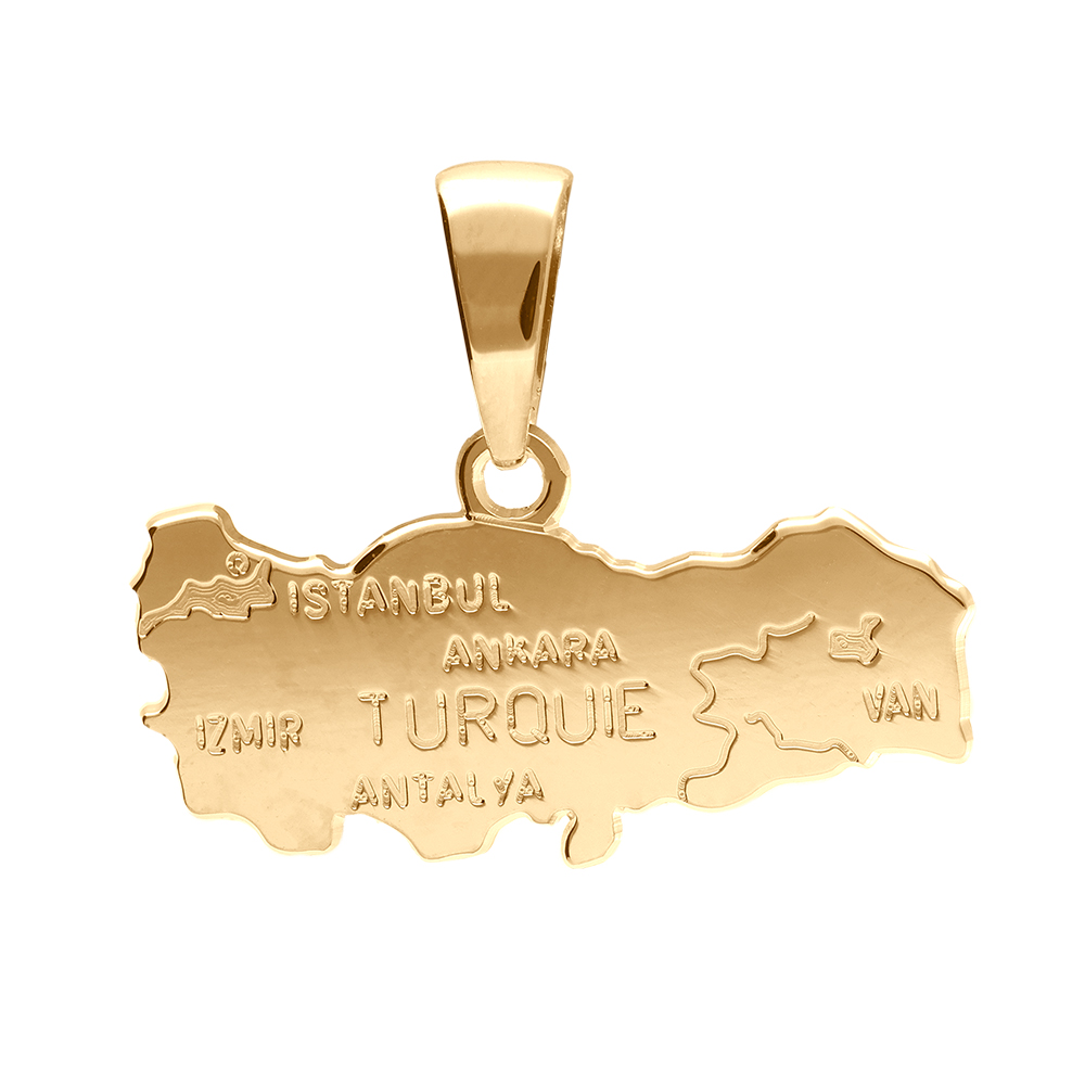 Pendentif en plaqu� or carte de la Turquie - Vue 1