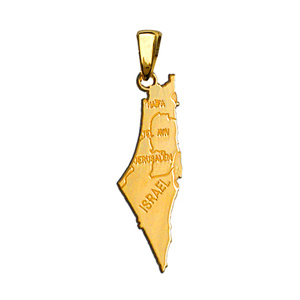 Pendentif en plaqu or carte de lIsral