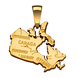 Pendentif en plaqué or carte du Canada - Vue 1