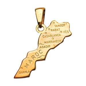 Pendentif en plaqué or carte du Maroc - Vue 1