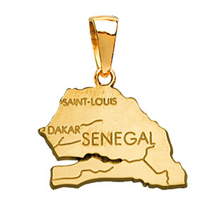Pendentif en plaqué or carte du Sénégal - Vue 1