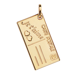 Pendentif en plaqué or carte postale gravée \