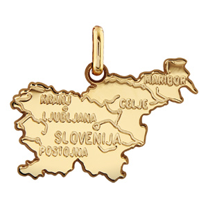 Pendentif en plaqué or carte Slovénie - Vue 1