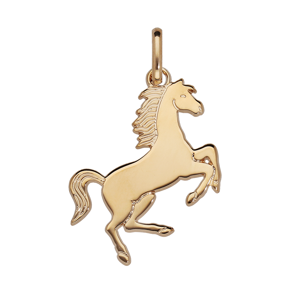 Pendentif en plaqu� or cheval qui saute - Vue 1