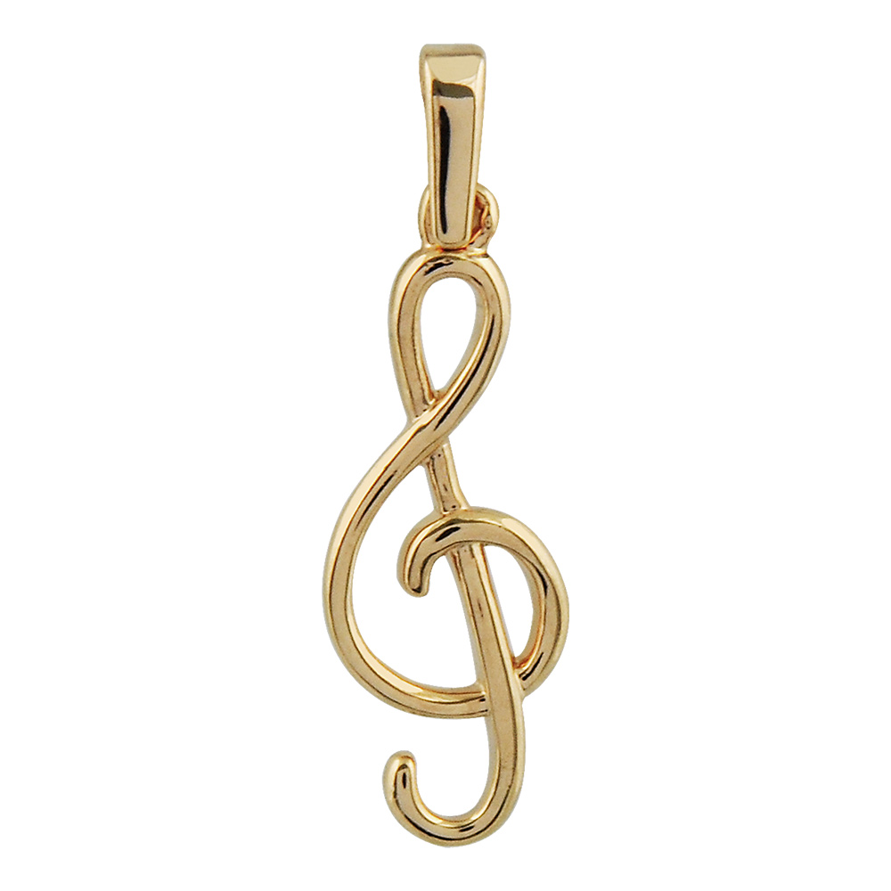 Pendentif en plaqu� or clef de sol - Vue 1
