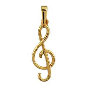 Pendentif en plaqu or clef de sol - Vue 1