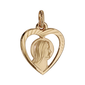 Pendentif en plaqué or coeur avec Vierge - Vue 1