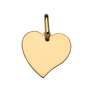 Pendentif en plaqu or coeur  graver petit modle - plaque fine - Vue 1