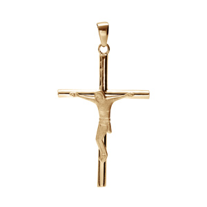 Pendentif en plaqu or croix avec christ 34 x 22mm - Vue 1