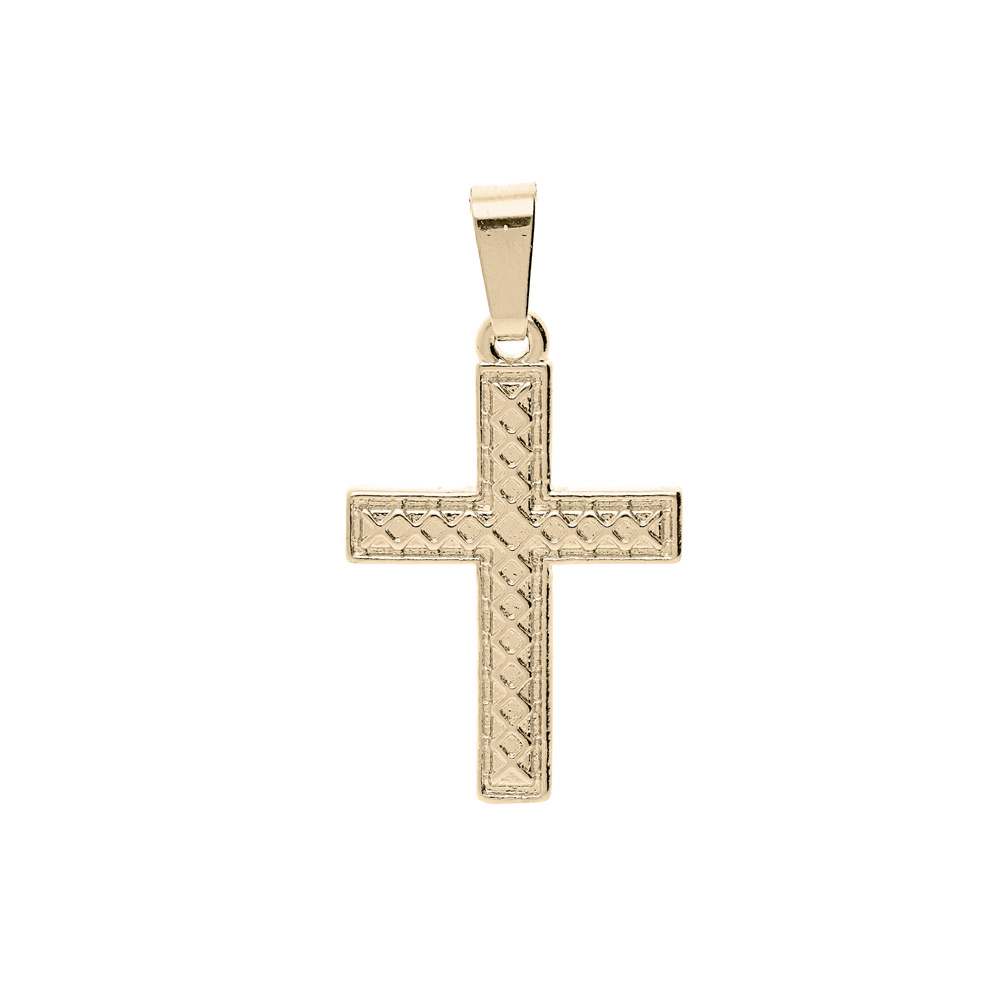 Pendentif en plaqu� or croix avec croisillons - Vue 1