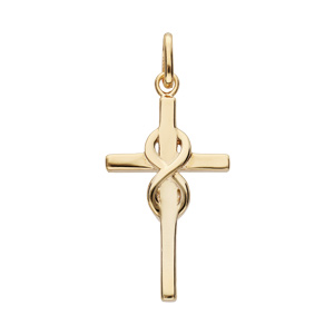 Pendentif en plaqué or Croix avec infini au centre - Vue 1