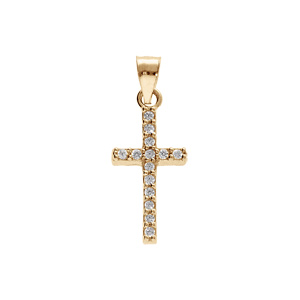 Pendentif en plaqu or croix avec oxydes blancs 17x0,7mm - Vue 1