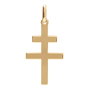 Pendentif en plaqu� or Croix de Lorraine - 27mm x 16mm