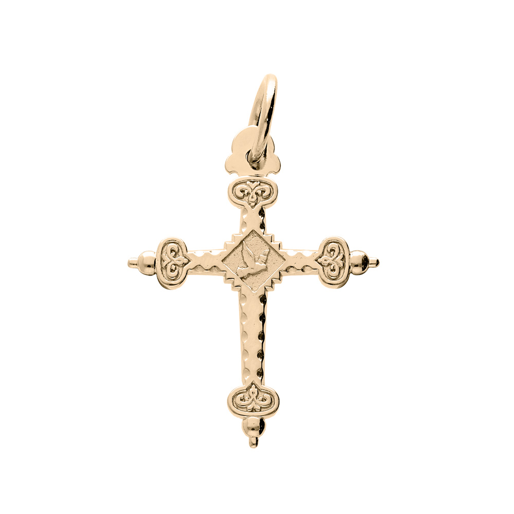 Collier Ancien Avec Grande Croix En Pendentif - Plaqué Or, Style Vintage