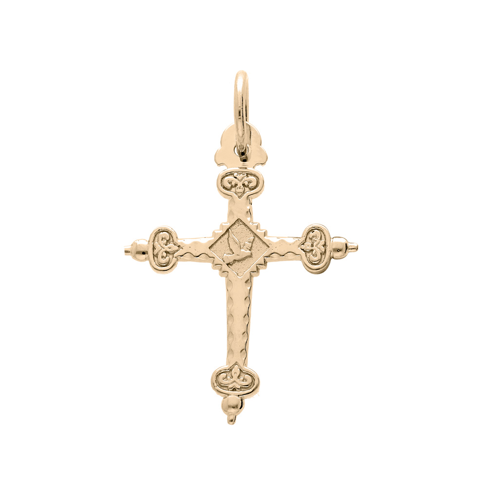 Pendentif en plaqu� or croix de Savoie moyen mod�le motif recto/verso - Vue 1