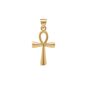 Pendentif en plaqu or croix de vie gyptienne lisse 22mm x 16mm - Vue 1