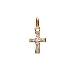 Pendentif en plaqu or Croix en oxydes blancs sertis petit modle - Vue 1